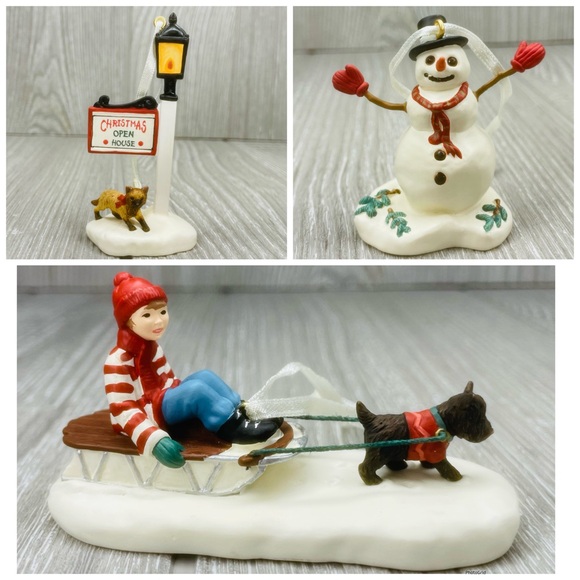 Victorian Christmas Memories Boy on Sled, Snowman, Lamppost Hallmark Ornament 01 - Picture 1 of 15